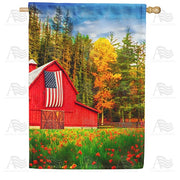 Patriotic Barn In Autumn House Flag