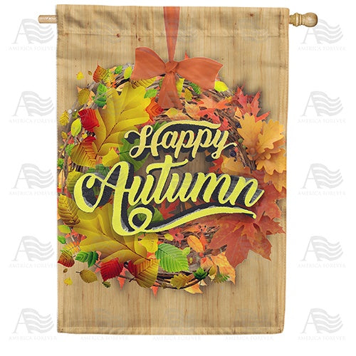 Happy Autumn Wreath House Flag