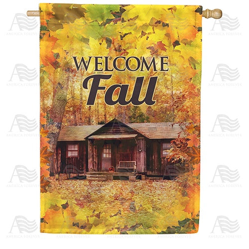 Fall Cabin Seclusion House Flag