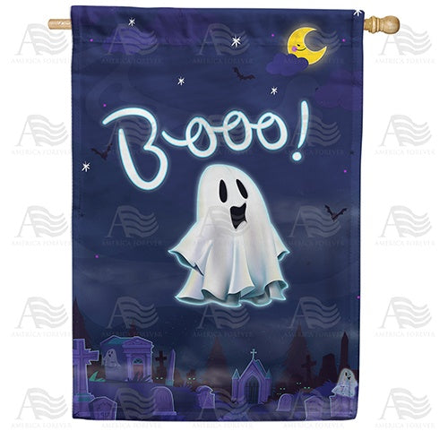 Ghostly Cemetery House Flag