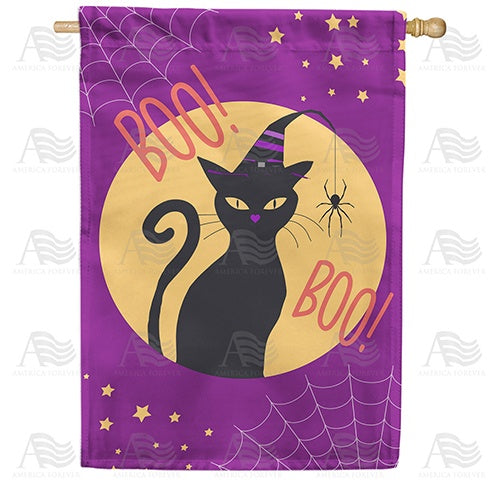 Black Cat Boo House Flag