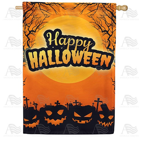 Pumpkin Graveyard House Flag