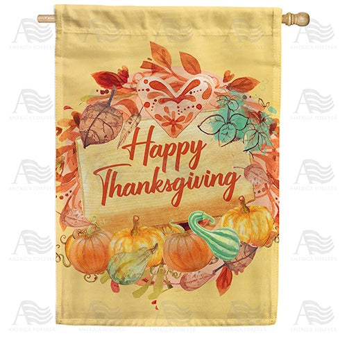 Thanksgiving Love & Gourds House Flag