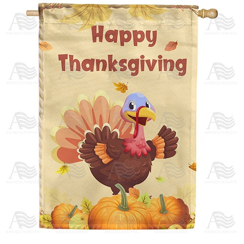 Comical Thanksgiving Turkey House Flag