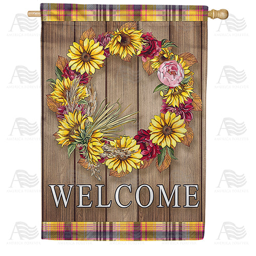 Fall Welcome Wreath House Flag