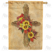 Wooden Fall Cross House Flag