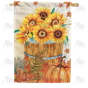 Basket Of Sunflowers House Flag