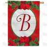 Red Poinsettia - Monogram B House Flag