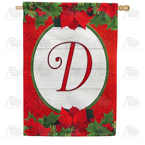 Red Poinsettia - Monogram D House Flag