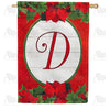 Red Poinsettia - Monogram D House Flag