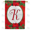 Red Poinsettia - Monogram K House Flag