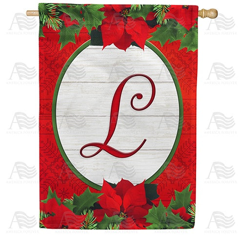 Red Poinsettia - Monogram L House Flag