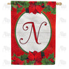 Red Poinsettia - Monogram N House Flag