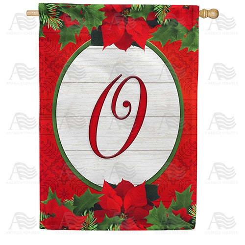 Red Poinsettia - Monogram O House Flag