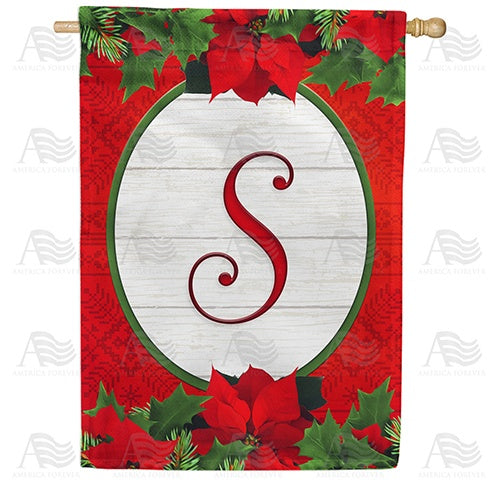Red Poinsettia - Monogram S House Flag