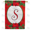 Red Poinsettia - Monogram S House Flag