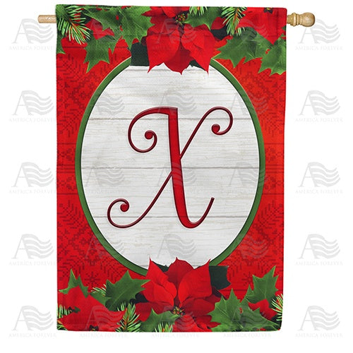 Red Poinsettia - Monogram X House Flag