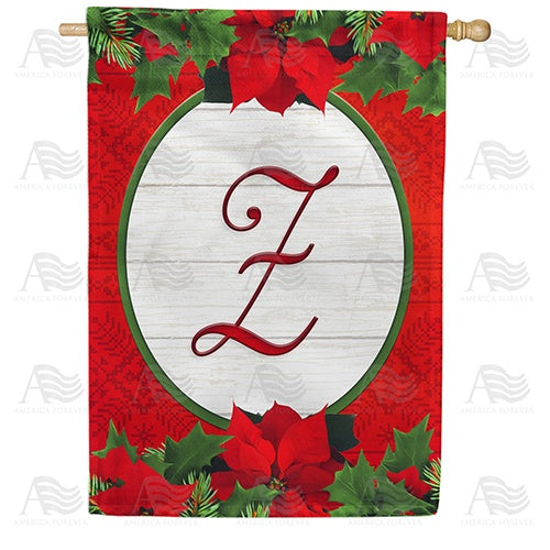 Red Poinsettia - Monogram Z House Flag