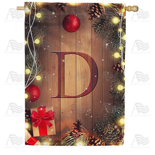Wood Panel Lights - Monogram D House Flag