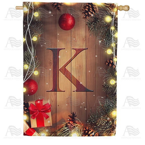 Wood Panel Lights - Monogram K House Flag