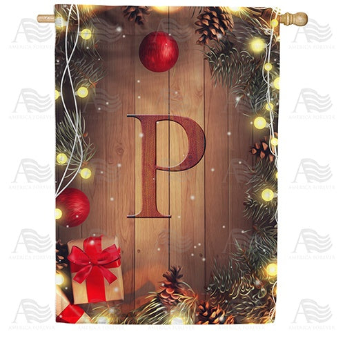 Wood Panel Lights - Monogram P House Flag