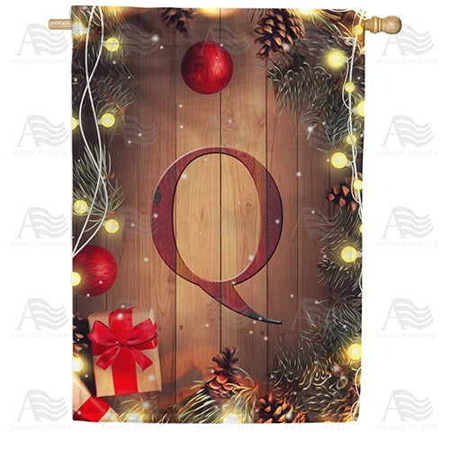 Wood Panel Lights - Monogram Q House Flag