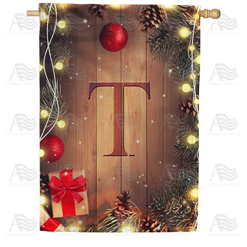 Wood Panel Lights - Monogram T House Flag