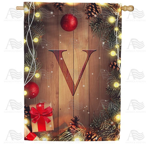 Wood Panel Lights - Monogram V House Flag