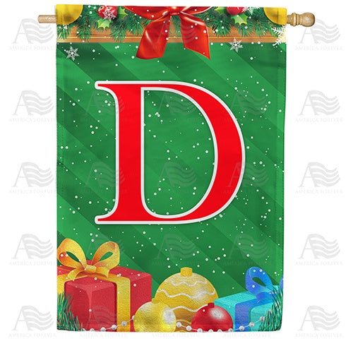 Merry Christmas - Monogram D House Flag
