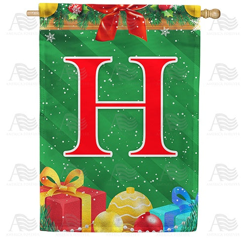 Merry Christmas - Monogram H House Flag