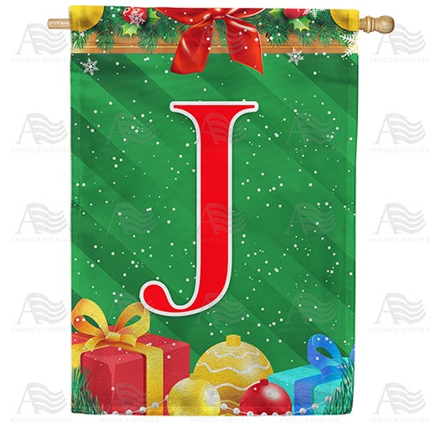 Merry Christmas - Monogram J House Flag