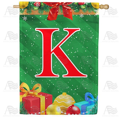 Merry Christmas - Monogram K House Flag