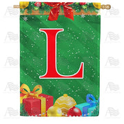 Merry Christmas - Monogram L House Flag