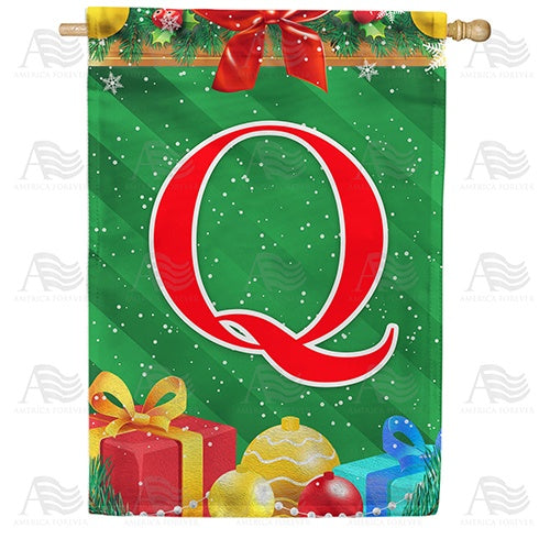 Merry Christmas - Monogram Q House Flag