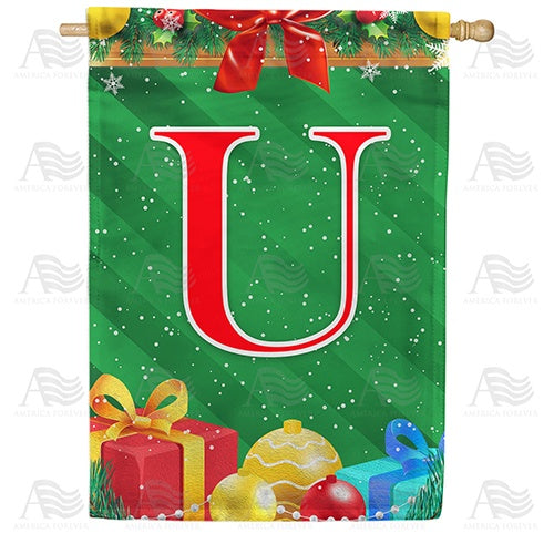 Merry Christmas - Monogram U House Flag