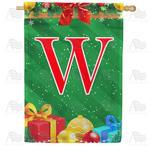 Merry Christmas - Monogram W House Flag