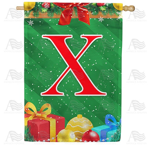 Merry Christmas - Monogram X House Flag