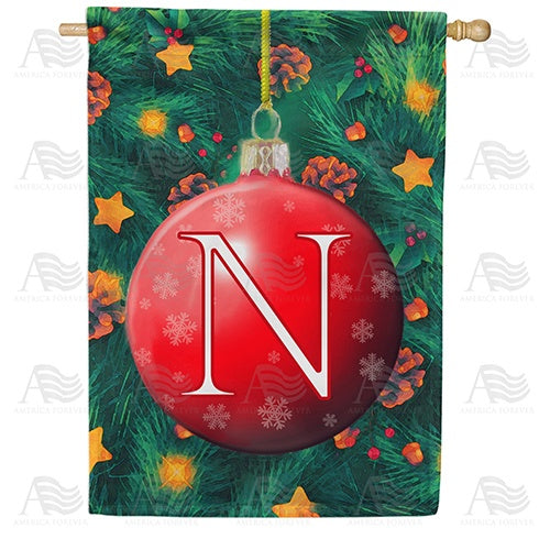 Christmas Ball - Monogram N House Flag