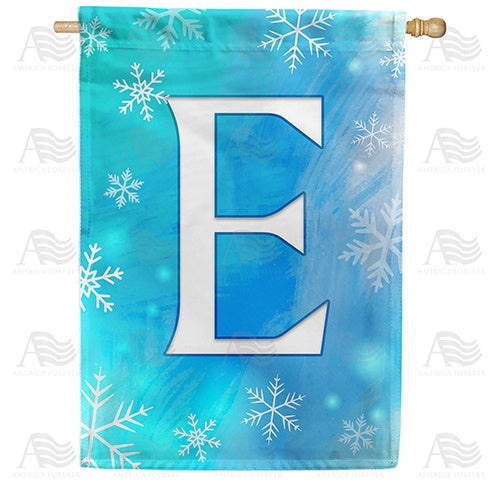 Snowflakes Monogram E House Flag