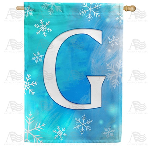 Snowflakes Monogram G House Flag