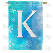 Snowflakes Monogram K House Flag