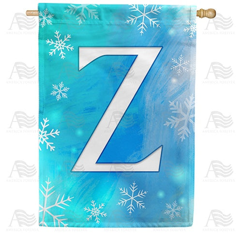 Snowflakes Monogram Z House Flag