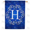Royal Blue Winter Monogram House Flag