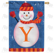 Snowman Monogram Y House Flag