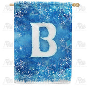 Icy Snowflakes Monogram B House Flag