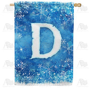 Icy Snowflakes Monogram D House Flag