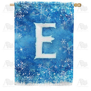 Icy Snowflakes Monogram E House Flag