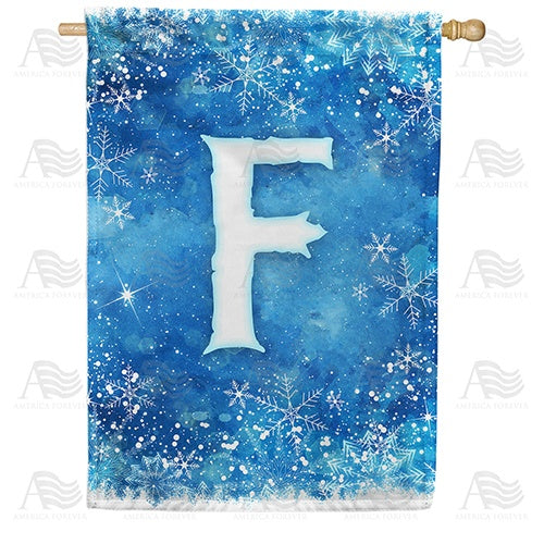Icy Snowflakes Monogram F House Flag