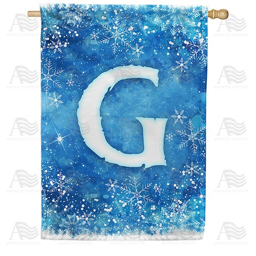 Icy Snowflakes Monogram G House Flag