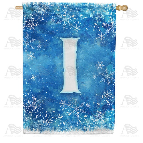 Icy Snowflakes Monogram I House Flag